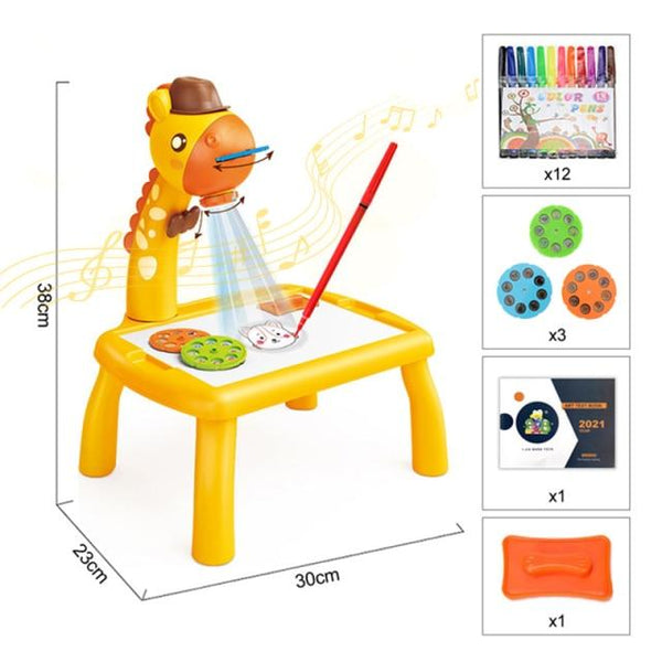 Planet Gates D Yellow with box Children Led Projector Painting Art Drawing Table Light Toy For Kids Painting Board Desk Educational Learning Paint Tools Toys