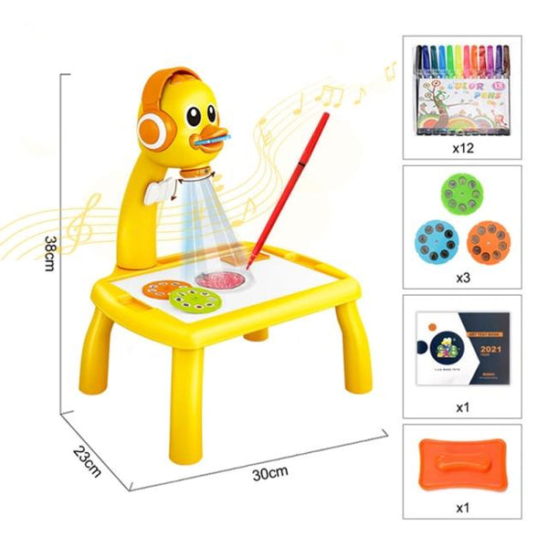 Planet Gates D Yellow2 with box Children Led Projector Painting Art Drawing Table Light Toy For Kids Painting Board Desk Educational Learning Paint Tools Toys