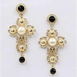 Planet Gates D1306 Vintage Boho Crystal Cross Drop Earrings for Women Baroque Bohemian Large Long Earrings Jewelry Brincos 2018