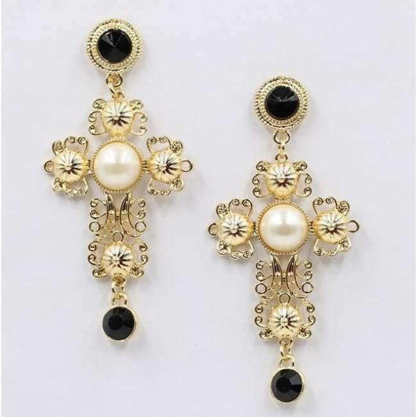 Planet Gates D1306 Vintage Boho Crystal Cross Drop Earrings for Women Baroque Bohemian Large Long Earrings Jewelry Brincos 2018