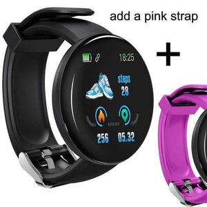 Planet Gates D18 add pink strap / Russian Federation Bluetooth Smart Watch Men Blood Pressure Round Smartwatch Women Watch Waterproof Sport Tracker WhatsApp For Android Ios