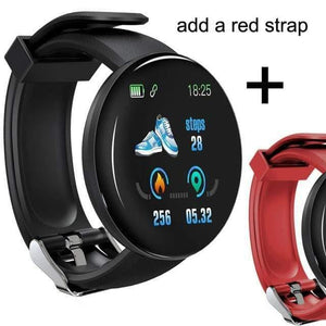 Planet Gates D18 add red strap / Russian Federation Bluetooth Smart Watch Men Blood Pressure Round Smartwatch Women Watch Waterproof Sport Tracker WhatsApp For Android Ios