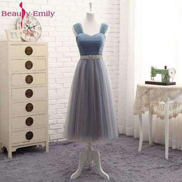 Planet Gates D2 / 2 Beauty Emily High Quality Tulle Long Short Bridesmaid Dresses 2018 Formal A-line Vintage Party Prom Dresses Off the Shoulder