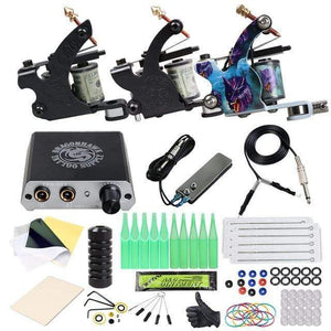 Planet Gates D3058 Beginner Complete Tattoo Kit 2 Machines Gun Set Power Supply Grips Body Art Tools Set Permanent Makeup Tattoo set
