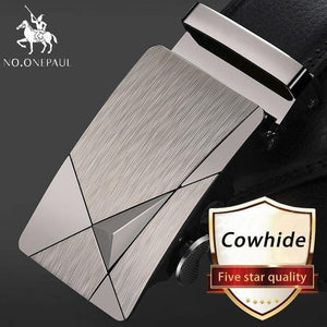 Planet Gates DA / 100cm Brand Fashion Automatic Buckle Black Genuine Leather Belt Men's Belts Cow Leather Belts for Men 3.5cm Width