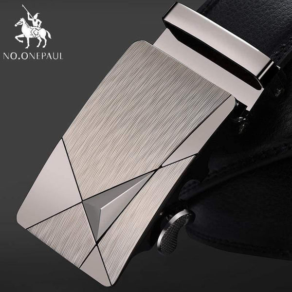 Brand Fashion Automatic Buckle Black Genuine Leather Belt Men's Belts Cow Leather Belts For Men 3.5cm Width WQE789