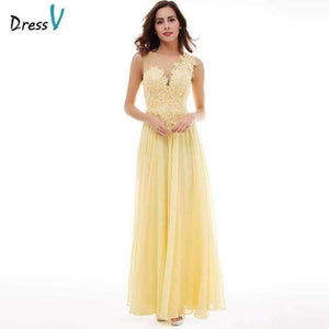 Planet Gates Daffodil / 6 Long evening dress  cheap a line sleeveless lace up chiffon formal prom party dress evening dress