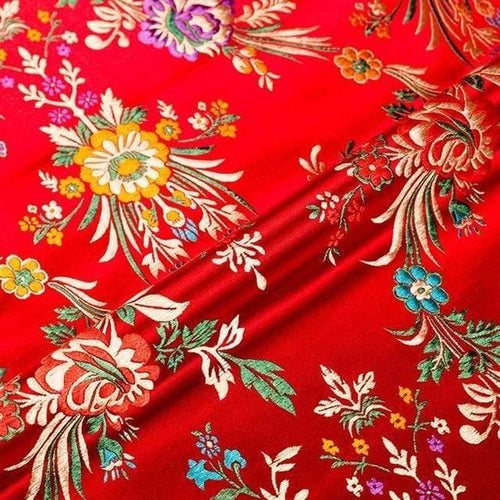 Planet Gates dahong / 50x75cm Flower Fabrics Brocade Jacquard Pattern Fabric For Sewing Cheongsam And Kimono Material For DIY