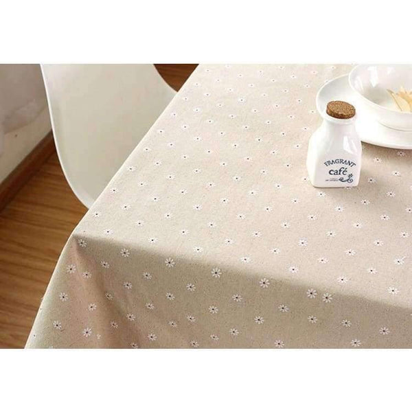 Planet Gates Daisy Flower Pattern Tablecloth Hot Sale Linen and Cotton Lace Edge Rectangular Table Cloth Home Hotel Textile