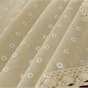 Planet Gates Daisy Flower Pattern Tablecloth Hot Sale Linen and Cotton Lace Edge Rectangular Table Cloth Home Hotel Textile