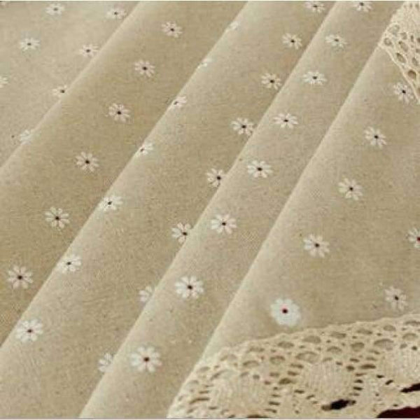 Planet Gates Daisy Flower Pattern Tablecloth Hot Sale Linen and Cotton Lace Edge Rectangular Table Cloth Home Hotel Textile