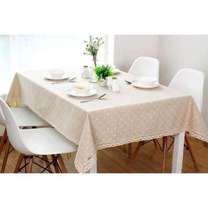 Planet Gates Daisy Flower Pattern Tablecloth Hot Sale Linen and Cotton Lace Edge Rectangular Table Cloth Home Hotel Textile