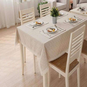 Planet Gates Daisy Flower Pattern Tablecloth Hot Sale Linen and Cotton Lace Edge Rectangular Table Cloth Home Hotel Textile
