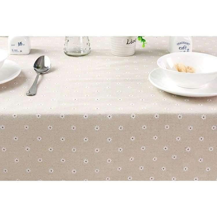 Planet Gates Daisy Flower Pattern Tablecloth Hot Sale Linen and Cotton Lace Edge Rectangular Table Cloth Home Hotel Textile