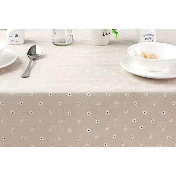 Planet Gates Daisy Flower Pattern Tablecloth Hot Sale Linen and Cotton Lace Edge Rectangular Table Cloth Home Hotel Textile