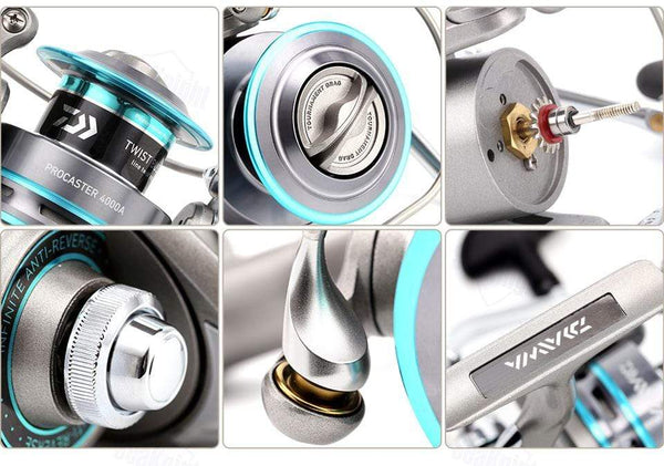 Planet Gates DAIWA PROCASTER 2000A 2500A 3000A 4000A Spinning Fishing Reel 7BB Folding Handle Saltwater Carp Free Metal Spare Spool Tackle