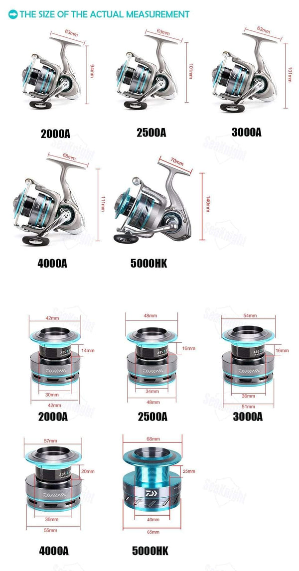 Planet Gates DAIWA PROCASTER 2000A 2500A 3000A 4000A Spinning Fishing Reel 7BB Folding Handle Saltwater Carp Free Metal Spare Spool Tackle