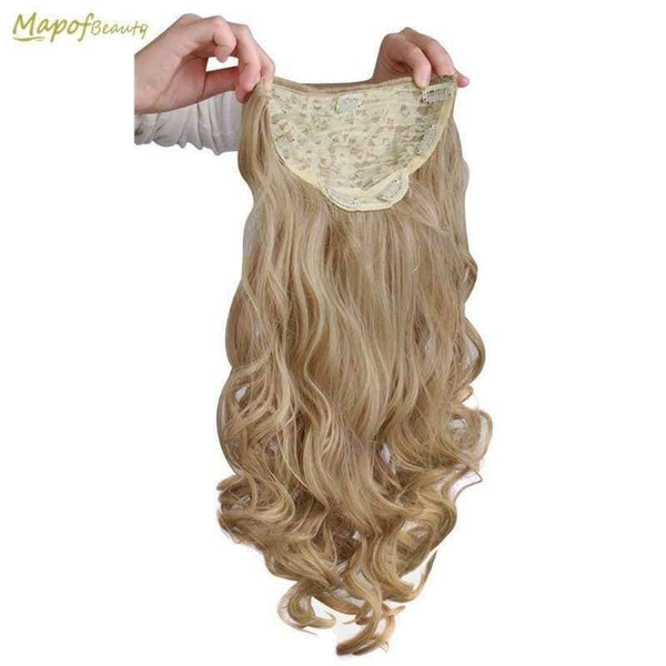 Planet Gates Dakr Brown / 24inches / China Long Wavy Hair Extensions Blonde Dark Brown Half Head Wigs For Women 24" Heat Resistent Synthetic Natural False Hair MapofBeauty