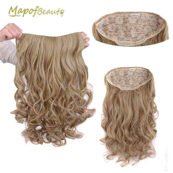 Planet Gates Dakr Brown / 24inches / China Long Wavy Hair Extensions Blonde Dark Brown Half Head Wigs For Women 24" Heat Resistent Synthetic Natural False Hair MapofBeauty