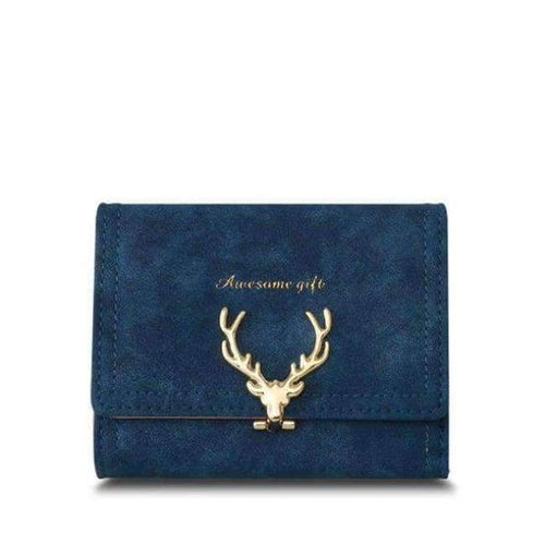 Planet Gates Dark Blue 2017 Latest Christmas Deer Women Leather Wallet VintageTri-Folds Luxury Cash  Purse Girl Small Black Clutch coin purses holders
