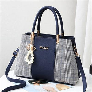 Planet Gates Dark Blue / (30cm<Max Length<50cm) PU Leather Large Capacity Woman Handbag Grid Shoulder Bag Fashion Casual Luxury Designer Crossbody Women Handbags