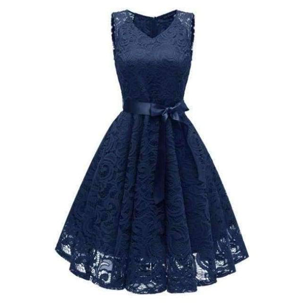 Planet Gates Dark Blue / 4 Cocktail Dress 2018 Women Knee Length Formal Gown V Neck Cocktail Party Dresses Vestido Coquetel With Sash