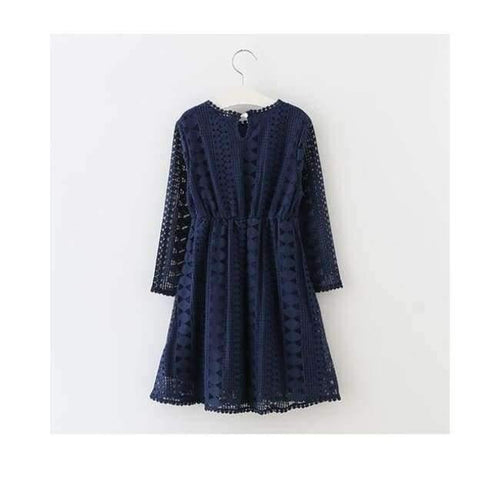 Planet Gates dark blue / 4T Girls Lace Dress Long Sleeve Fall Winter Little Girl Dress 4 5 6 7 8 9 10 11 12 years Kids Princess Dress Teenage Girls Clothing