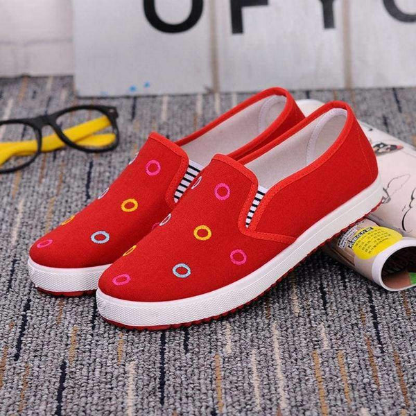 Planet Gates Dark Blue / 5 Women's Vulcanize Shoes Geometric Round Toe Casual Shoes Embroider Women Flats For Spring Autumn Summer Big Size 36-41 8H0095