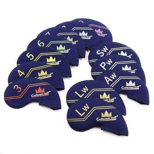 Planet Gates dark blue Golf Iron Club Headcover 12PCS(3-9,SW,AW,PW,LW,LW) Ultra-Light Weight Neoprene colourful number black/dark blue