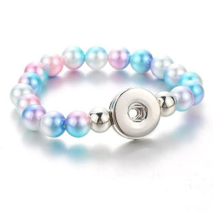 Planet Gates dark blue Handmade Snap Button Bracelet 10mm Imitation Pearls Beads Snap Jewelry Fit 18mm Snap Button Jewelry Beaded Bracelet