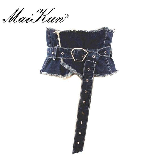 Planet Gates Dark Blue Korea Style Denim Wide Corset Jeans Women Belts For Women Female Belt Cummerbund for Party Dresses Fashion Clothing Accessories