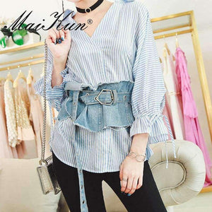 Planet Gates Dark Blue Korea Style Denim Wide Corset Jeans Women Belts For Women Female Belt Cummerbund for Party Dresses Fashion Clothing Accessories