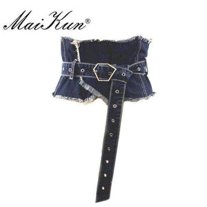 Planet Gates Dark Blue Korea Style Denim Wide Corset Jeans Women Belts For Women Female Belt Cummerbund for Party Dresses Fashion Clothing Accessories