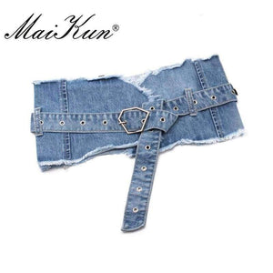 Planet Gates Dark Blue Korea Style Denim Wide Corset Jeans Women Belts For Women Female Belt Cummerbund for Party Dresses Fashion Clothing Accessories
