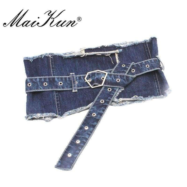 Planet Gates Dark Blue Korea Style Denim Wide Corset Jeans Women Belts For Women Female Belt Cummerbund for Party Dresses Fashion Clothing Accessories