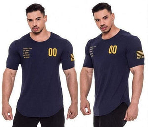 Men Summer Gyms Fitness Workout T-shirt Short Sleeve Cotton Slim T Shirt Male Casual Fashion O-Neck Print Tee Tops Clothing