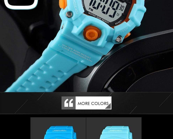 Planet Gates Dark blue watch Kids Watches Digital Wristwatch 50M Waterproof Plastic Case Alarm Boys Girls Children Watch 1484 reloj