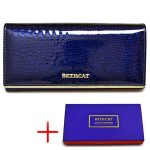 Planet Gates Dark blue with box Women Wallet and Purses Genuine Leather Female Coin Card Holder Purse Ladies Money Bags Alligator Cow Wallets