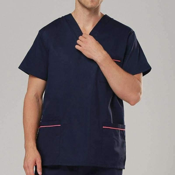 Planet Gates Dark blue women / S Summer Medical Scrubs Women Nurse Uniform V-neck Short Sleeve  Beauty Salon Clothing Hospital Men Surgical Gown Coat+Pants S-2XL