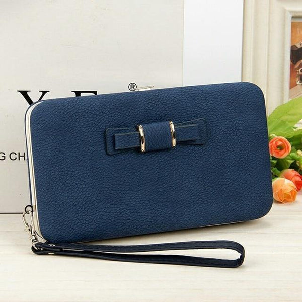 Planet Gates dark-blue Women's Wallet Snap Coin Purse Phone Bag Bow Multi-card Bit Card Holder Purse Women Luxury  Billetera Mujer