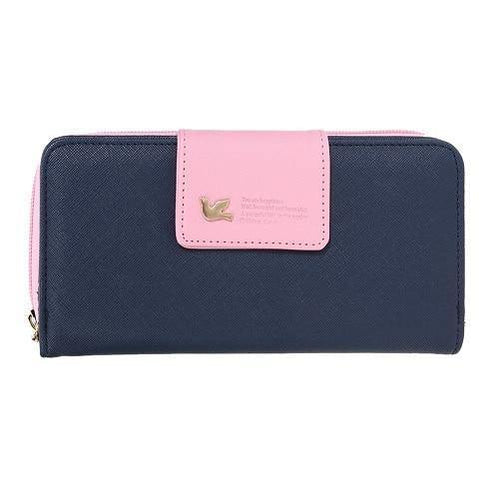 Planet Gates dark blue Women Wallets Brand PU Leather Long Leather Women Clutch Bag Hasp Zipper Wallet Card Holders Clutch Money Bag Carteira