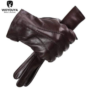 Planet Gates Dark Brown / 11 Comfortable Keep warm gloves male winter,Water ripple design sheepskin men's gloves,black men's leather gloves-8001Y