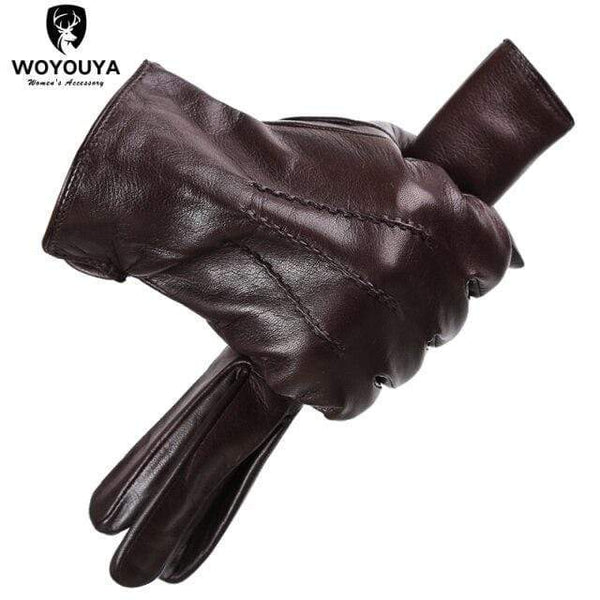 Planet Gates Dark Brown / 11 Comfortable Keep warm gloves male winter,Water ripple design sheepskin men's gloves,black men's leather gloves-8001Y