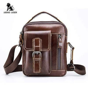 Planet Gates Dark Brown / China Brand Genuine Leather Shoulder Bag Men Messenger Bags Small Casual Flap Zipper Design Male CrossBody Bag