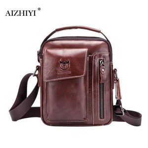 Planet Gates Dark Brown Men Genuine Leather Messenger Crossbody Bag Casual Fashion Male Sling Bag Business Handbag Shoulder Famous Brand