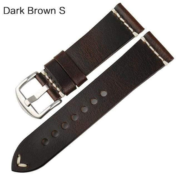 Planet Gates Dark Brown S / 22mm Watch Accessories Cow Leather Strap Watch Bracelet Brown Vintage Watch band 20mm 22mm 24mm Watchband For Fossil Watch