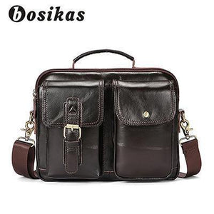 Planet Gates Dark Cofee Men Briefcases Genuine Leather Men's bags Crossbody Bags Casual Totes Laptop messenger bag men's shoulder bag handbags