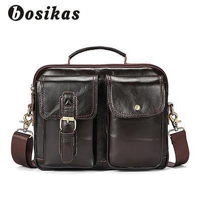 Planet Gates Dark Cofee Men Briefcases Genuine Leather Men's bags Crossbody Bags Casual Totes Laptop messenger bag men's shoulder bag handbags