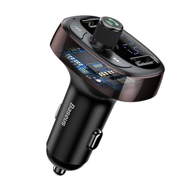 Planet Gates Black Baseus FM Transmitter Aux Modulator Bluetooth Car Charger Kit Handsfree Audio MP3 Player 3.4A Dual USB Fast Mobile Phone Charger