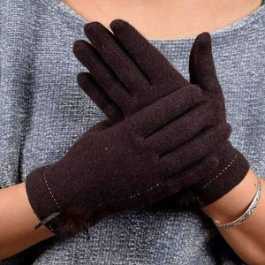 Planet Gates dark coffee [BYSIFA] Winter Mink ball Wool Women Gloves Fashion Warm Ladies Thick Gloves Elegant Soft Mittens Gloves Pink,Coffee,Grey,Black